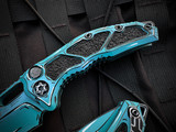 Heretic knives Medusa Auto Folder Turquoise Cel Shading Cerakote Aluminum Body w/ Magnacut Turquoise Recurve Plain Edge Blade (3") H012-CS-TQ