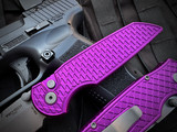 Pro-Tech TR-3 Integrity Button Lock Folder Relic Textured Purple Aluminum Body w/ S35VN Stonewashed Plain Edge Blade (3.5") INT105-PURPLE