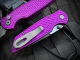 Pro-Tech TR-3 Integrity Button Lock Folder Relic Textured Purple Aluminum Body w/ S35VN Stonewashed Plain Edge Blade (3.5") INT105-PURPLE