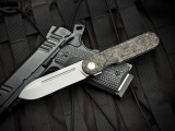 Terrain 365 Narwhal-AT Titanium and Dark Matter Gold Carbon Fiber Body w/ Terravantium Bead Blast Plain Edge Blade (3.54")