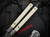 Terrain 365 Bali XL Butterfly Knife Titanium and Ivory Micarta Handles w/ Terravantium Bead Blast Plain Edge Blade (3.75")