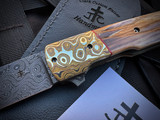 Jason Clark Custom Model 49 Folder Mammoth Ivory Inlaid Titanium Body and Mokume Bolster w/ Chad Nichols Rain Drop Damascus Blade (3.4")
