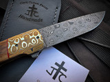 Jason Clark Custom Model 49 Folder Mammoth Ivory Inlaid Titanium Body and Mokume Bolster w/ Chad Nichols Rain Drop Damascus Blade (3.4")