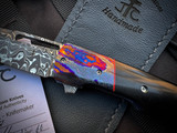 Jason Clark Custom Model 48 Flipper Black Paper Micarta Inlaid Titanium Body and Black Timascus Bolster/Clip w/ Chad Nichols Intrepid Damascus Blade (3.4")