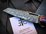 Jason Clark Custom Model 48 Flipper Black Paper Micarta Inlaid Titanium Body and Black Timascus Bolster/Clip w/ Chad Nichols Intrepid Damascus Blade (3.4")