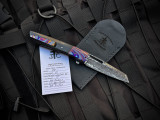 Jason Clark Custom Model 48 Flipper Black Paper Micarta Inlaid Titanium Body and Black Timascus Bolster/Clip w/ Chad Nichols Intrepid Damascus Blade (3.4")