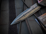 Marfione Select Glykon Bayonet Black Hefted Alloy and Rose Gold PVD and Bronzed Titanium Accents w/ BakerForge Coppermai Damascus Plain Edge Blade (3.75") 184-16MS1