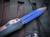 Marfione Select Glykon Bayonet Black Hefted Alloy and Rose Gold PVD and Blue Titanium Accents w/ Blued BakerForge Coppermai Damascus Plain Edge Blade (3.75") 184-16MS2