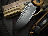 Microtech Gen III LUDT S/E Auto Folder Tan Aluminum Body w/ M390MK Black Partially Serrated Blade (3.5") 1135-2TA