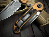 Microtech Gen III LUDT S/E Auto Folder Tan Aluminum Body w/ M390MK Black Partially Serrated Blade (3.5") 1135-2TA