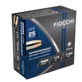 Fiocchi Hyperformance 9mm 115gr. XTP JHP Ammo, 25rds - 9XTP25