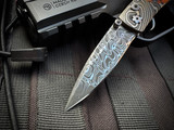 William Henry B05 Apple Valley Folder Matrix Apple Coral Inlaid Mokume Gane Body w/ Chad Nichols Intrepid Damascus Blade (2.63") S/N 27/100