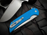 Pro-Tech Mordax Flipper Gridlock Textured Blue Aluminum Body w/ Magancut Stonewashed Plain Edge Blade (3.5") MX105-BLUE GRIDLOCK