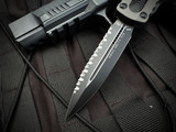 Microtech Dirac Delta D/E Natural Clear Aluminum Body w/ Black Full Serrated Blade (3.8") 227-3NC