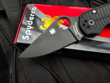 PRE-OWNED Spyderco Paramilitary 3 Salt Series Black Grooved G10 Scales w/ Magnacut Black Plain Edge Blade (3") C223GMCBKP