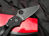 PRE-OWNED Spyderco Paramilitary 3 Salt Series Black Grooved G10 Scales w/ Magnacut Black Plain Edge Blade (3") C223GMCBKP