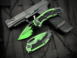 Heretic Knives Medusa T/E Auto Folder Cel Shade Toxic Green Aluminum Body w/ Magnacut Cel Shade Toxic Green Plain Edge Blade (3") H011-CS-TX