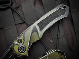 Heretic Knives Pariah S/E Manual Folder Cel Shade OD Green Aluminum Body and Tritium Button w/ Magnacut Cel Shade OD Green Plain Edge Blade (3.75") H046-CS-OD