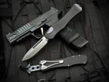 Heretic Knives Hydra V4 S/E Black Aluminum Body w/ Magnacut Stonewashed Plain Edge Blade H407-2A