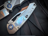 Heretic Knives Custom Pariah Manual Folder Titanium Body and MOP Inlays w/ Mirror Polished Plain Edge Blade (3.75")