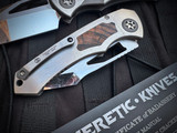 Heretic Knives Custom Pariah Manual Folder Titanium Body and Mammoth Inlays w/ Cracked Ice Plain Edge Blade (3.75")