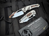 Heretic Knives Custom Pariah Manual Folder Titanium Body and Mammoth Inlays w/ Cracked Ice Plain Edge Blade (3.75")