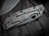 Strider SmF Folder Flamed Titanium and Black G10 Body w/ Magnacut Black Plain Edge Blade