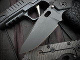 Strider SmF Folder Flamed Titanium and Black G10 Body w/ Magnacut Black Plain Edge Blade