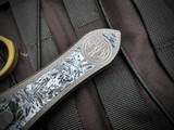 Gavin Hawk Deadlock Model C Titanium White Marbled Carbon Fiber Inlaid Body w/ M390 Stonewashed Plain Edge Blade (3.5")