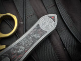 Gavin Hawk Deadlock Model C Titanium Red Marbled Carbon Fiber Inlaid Body w/ M390 Stonewashed Plain Edge Blade (3.5")