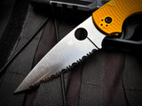 Spyderco Native Chief Folder Yellow FRN Lightweight Body w/ CPM Magnacut Satin Full Serrated Blade (4") C244SYL
