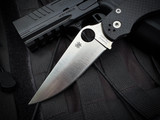 Spyderco Military 2 Carbon Fiber Body w/ CPM S90V Satin Plain Edge Blade (4") C36CFP2