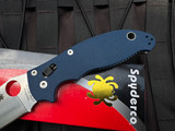 PRE-OWNED Spyderco Manix 2 Cobalt Blue G10 Body w/ SPY27 Satin Plain Edge Blade (3.37") C101GPCBL2