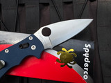 PRE-OWNED Spyderco Manix 2 Cobalt Blue G10 Body w/ SPY27 Satin Plain Edge Blade (3.37") C101GPCBL2