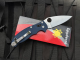 PRE-OWNED Spyderco Manix 2 Cobalt Blue G10 Body w/ SPY27 Satin Plain Edge Blade (3.37") C101GPCBL2