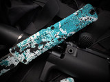 Microtech Combat Troodon S/E Turquoise/White and Black Paint Splatter Aluminum Body w/ M390Mk Plain Edge Blade (3.8") 1143-1TQWHBKSPLS