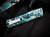 Microtech Combat Troodon S/E Turquoise/White and Black Paint Splatter Aluminum Body w/ M390Mk Plain Edge Blade (3.8") 1143-1TQWHBKSPLS