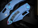 Microtech Stitch Auto S/E Signature Series Blue Body/Hardware and Pink Backspacer w/ Matching Blue Plain Edge Blade (3.75") 169-1SIS