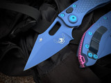 Microtech Stitch Auto S/E Signature Series Blue Body/Hardware and Pink Backspacer w/ Matching Blue Plain Edge Blade (3.75") 169-1SIS