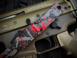 Microtech Combat Troodon D/E Black/Red and Bullshark Gray Paint Splatter Aluminum Body w/ M390Mk Plain Edge Blade (3.8") 1142-1BGBKRDSPLS