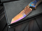 1 of 1 Dew Hara Custom Meteor Folder Abalone Inlaid Deep Etch Polished Damascus Body w/ 31 Layer Forged VG-10 Damascus Deep Etched Aurora Polished Plain Edge Blade