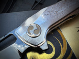 Dew Hara Custom Chronos Folder Deep Etched High Polished Damascus Body w/ VG-10 High Polish DLC Plain Edge Blade