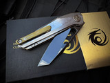Dew Hara Custom Chronos Folder Deep Etched High Polished Damascus Body w/ VG-10 High Polish DLC Plain Edge Blade