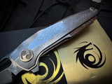 Dew Hara Custom Chronos Folder Deep Etched High Polished Damascus Body w/ VG-10 High Polish DLC Plain Edge Blade