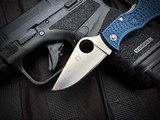 Spyderco Manbug Folder Cobalt Blue FRN Lightweight Scales w/ CPM SPY27 Satin Plain Edge Blade (1.84") MPCBL