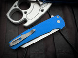 Pro-Tech Malibu Flipper Blue Aluminum Body w/ Magancut Stonewashed Reverse Tanto Plain Edge (3.25") 5401-BLUE