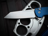 Pro-Tech Malibu Flipper Blue Aluminum Body w/ Magancut Stonewashed Reverse Tanto Plain Edge (3.25") 5401-BLUE