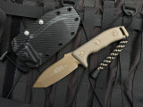 CONSIGNMENT Microtech Currahee T/E Coyote Tan G10 Handle w/ M390 Coyote Tan Plain Edge Blade (4.5") 103-1TA