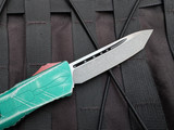 CONSIGNMENT Microtech Combat Troodon T/E Bounty Hunter Edition Battle Damaged Green Aluminum Body w/ Apocalyptic Plain Edge Blade (3.75") 144-10BH