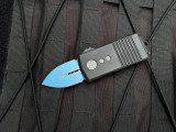 CONSIGNMENT Microtech Exocet Jedi Knight Edition Black Aluminum Body w/ Blue Cerakote Plain Edge Blade (1.95") 157-1JK